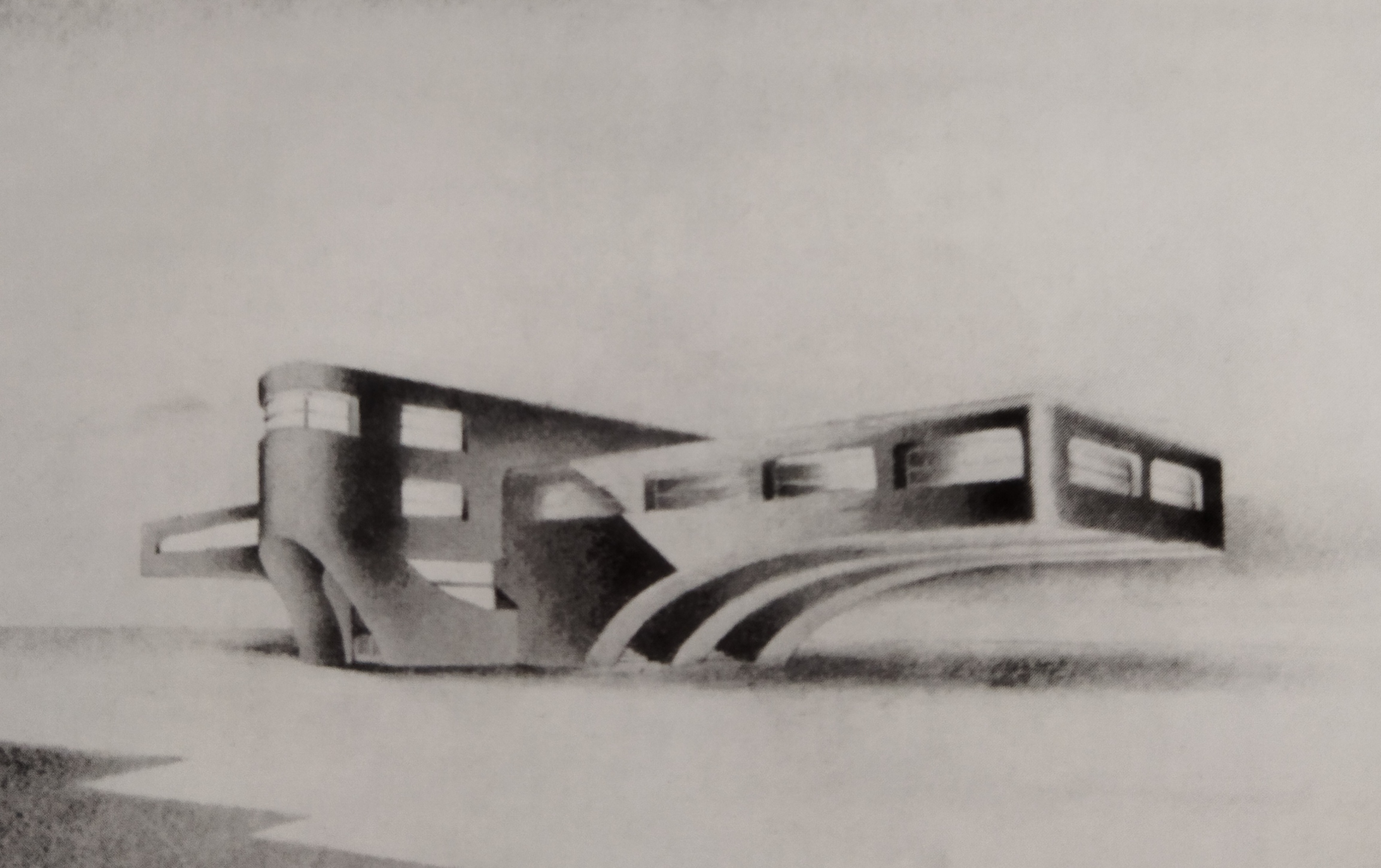 Aeroklub Otto Kleina (1931). Zdroj: Zdeněk Lukeš, Expresionismus v tvorbě architektů německé národnosti na českém území, in: Michal Bregant (ed.), Expresionismus a české umění 1905–1927, Praha 1994, s. 233–239, cit. s. 234)